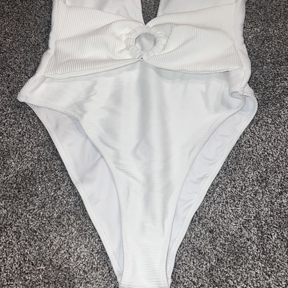Ribbed White One-Piece Bathing Suit - Picture 3 of 4